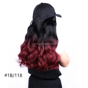 Extension de cheveux avec casquette noir cheveux longs bouclés synthétique 17 pouces