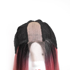 Perruque en fibre de haute température 32 pouces cheveux raides Lace frontale