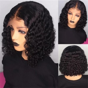 Cap de perruque cheveux synthétiques bouclés et courts 16 pouces
