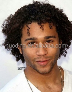 Perruque synthétique aux cheveux Afro twist frisée marron et noir pour hommes