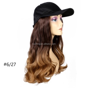 Extension de cheveux avec casquette noir cheveux longs bouclés synthétique 17 pouces