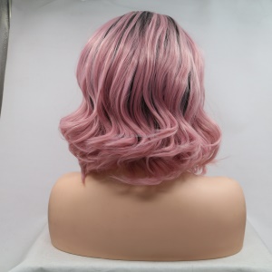 Cap de perruque en fibre sythétique cheveux court et ondulé Rose 12 pouces