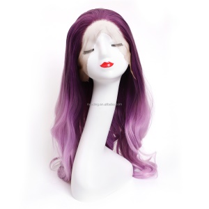 Perruque en fibre synthétique cheveux ondulés avec lace frontale 30 pouces