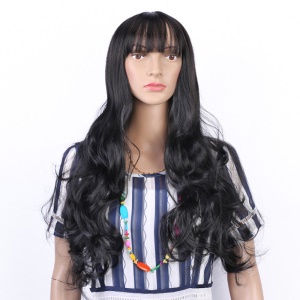 Perruque synthétique aux cheveux longs et ondulés