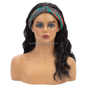 Perruque en fibre synthétique  résistante à la chaleur avec bandeau coloré 16 pouces