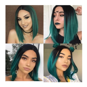 Cap de perruque Cosplay sans lace cheveux lisse synthétiques 14 pouces