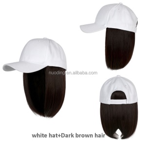 Extension de cheveux avec casquette cheveux courts et lisse en fibre synthétique 8 pouces