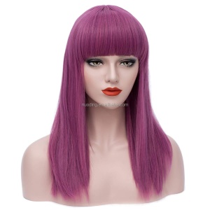 Cap de Perruque en fibres synthétique 18 pouces cheveux lisses avce frange