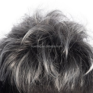 Perruque pour homme aux cheveux court Argent Noir de 4 pouces