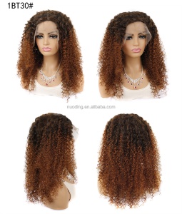 Perruque en fibre synthétique 20 pouces avec dentelle frontale cheveux bouclés