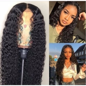 Perruque en fibre synthétique aux cheveux longs et bouclés
