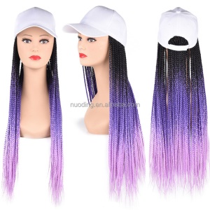 Perruque casquette cheveux synthétiques longue tresse 24 pouces