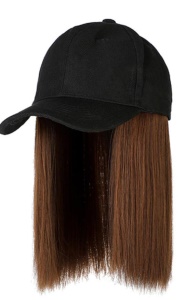 Perruque chapeau en fibre synthétique, cheveux raides 14 pouces