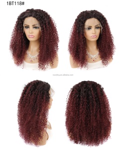 Perruque en fibre synthétique 20 pouces avec dentelle frontale cheveux bouclés