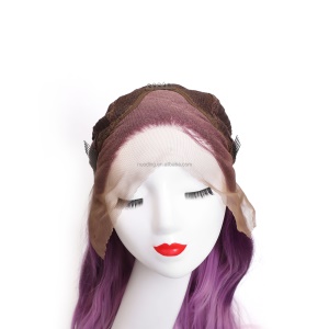 Perruque en fibre synthétique cheveux ondulés avec lace frontale 30 pouces