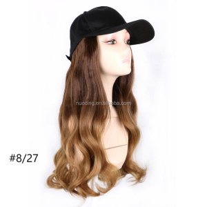 Extension de cheveux avec casquette noir cheveux longs bouclés synthétique 17 pouces