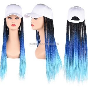Perruque casquette cheveux synthétiques longue tresse 24 pouces