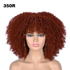 Perruque à fibre synthétique aux cheveux bouclés sans dentelle 10 pouces