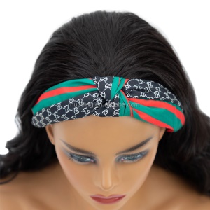 Perruque en fibre synthétique  résistante à la chaleur avec bandeau coloré 16 pouces