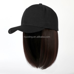 Extension de cheveux avec casquette cheveux courts et lisse en fibre synthétique 8 pouces