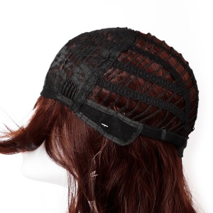 Perruque réglable aux cheuveux ondulés en fibre synthétique  de 20 pouces avec fermeture avant sans lace