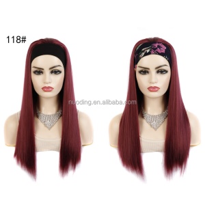 Perruque  synthétique à cheveux doux, longs et lisses avec bandeau