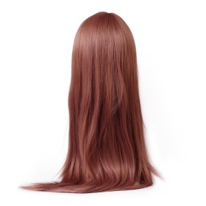 Perruque aux cheveux rouges longs et raides en fibre synthétique sans lace