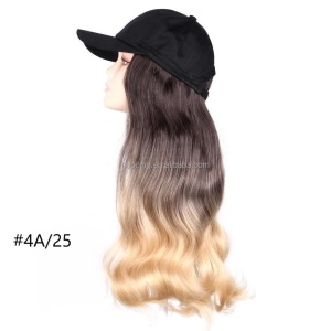 Extension de cheveux avec casquette noir cheveux longs bouclés synthétique 17 pouces
