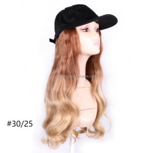 Extension de cheveux avec casquette noir cheveux longs bouclés synthétique 17 pouces