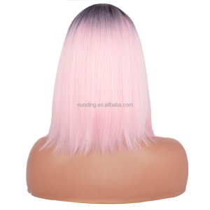 Perruque courte lisses Noir-rose  en fibre synthétique