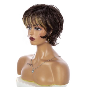 Cap de Perruque en fibres synthétique cheveux bouclée courts 9 pouces