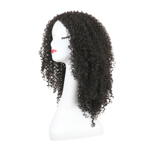 Cap de Perruque Femmes Cheveux noirs frisés synthétiques sans lace 20 pouces