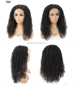Perruque en fibre synthétique 20 pouces avec dentelle frontale cheveux bouclés