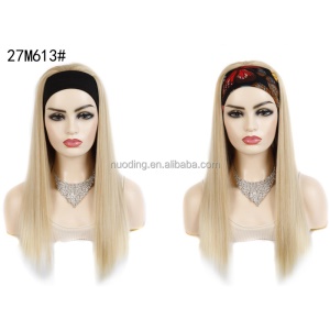 Perruque  synthétique à cheveux doux, longs et lisses avec bandeau