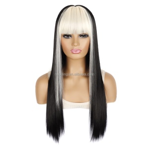 Perruque  synthétique 26 pouces sans closure longs cheveux lisses  résistants à la chaleur