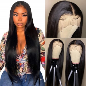 Perruque synthétique aux cheveux longs et lisses