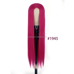 Perruque synthétique lisse de 28 pouces avec  dentelle devant ,noire, douce et résistante à la chaleur