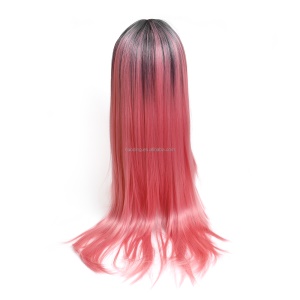 Perruque en fibre de haute température 32 pouces cheveux raides Lace frontale