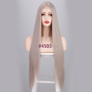 Perruque synthétique lisse de 28 pouces avec  dentelle devant ,noire, douce et résistante à la chaleur