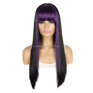 Perruque  synthétique 26 pouces sans closure longs cheveux lisses  résistants à la chaleur