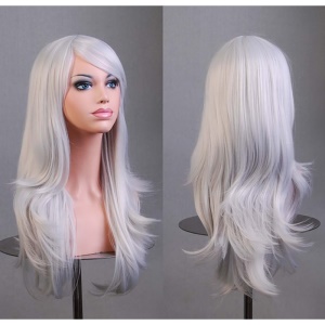 Perruque cosplay  en fibre synthétique  cheveux longs et raides