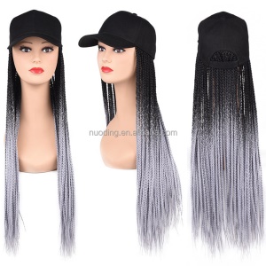 Perruque casquette cheveux synthétiques longue tresse 24 pouces
