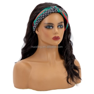 Perruque en fibre synthétique  résistante à la chaleur avec bandeau coloré 16 pouces