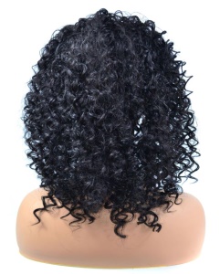Perruque noir avec bande aux cheveux bouclés en fibre synthétique de 12 Pouces