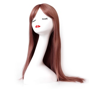 Perruque aux cheveux rouges longs et raides en fibre synthétique sans lace