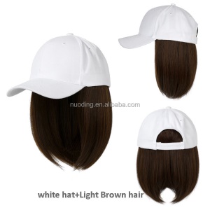 Extension de cheveux avec casquette cheveux courts et lisse en fibre synthétique 8 pouces
