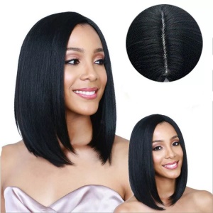 Perruque synthétique brésilienne aux cheveux droits et courts