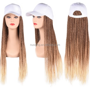 Perruque casquette cheveux synthétiques longue tresse 24 pouces
