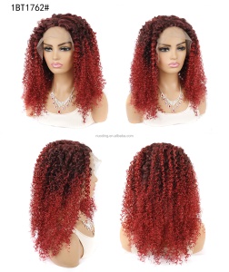 Perruque en fibre synthétique 20 pouces avec dentelle frontale cheveux bouclés