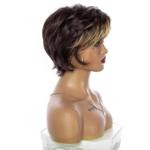 Cap de Perruque en fibres synthétique cheveux bouclée courts 9 pouces